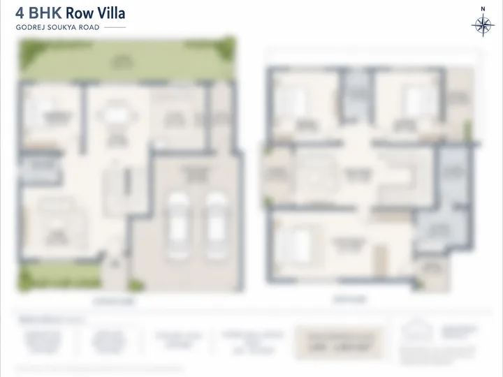 Godrej Soukya Road 4 BHK row villa floor plan with ground and first floor layouts Godrej Soukya Road 4 BHK row villa floor plan with ground and first floor layouts